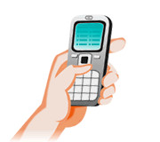 Ilustración de una mano con un teléfono móvil